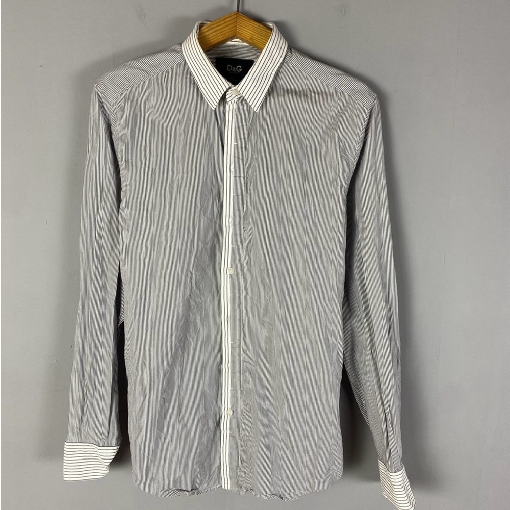 D&G Men's Gray Striped Shirt